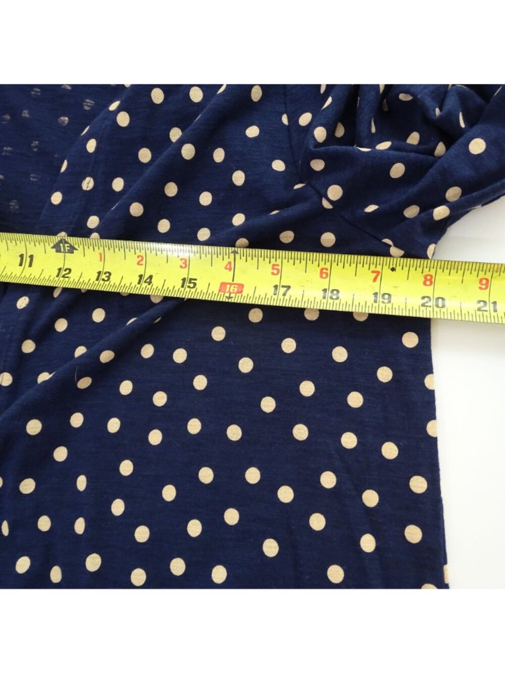 Chicos Women Open Front Blue Tan Cardigan Polka Dot Size 2 L Long Sleeve Office - Picture 8 of 11